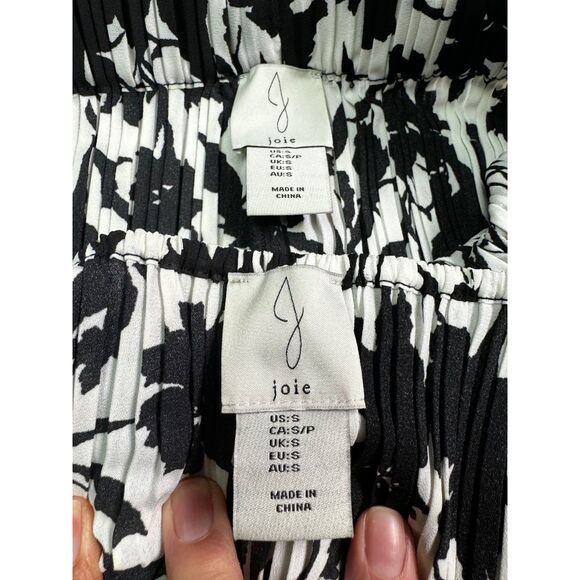 NWT JOIE Black/White Floral Accordion Pleat Set, Top/Pull-On Pants, Sz S - Picture 10 of 11